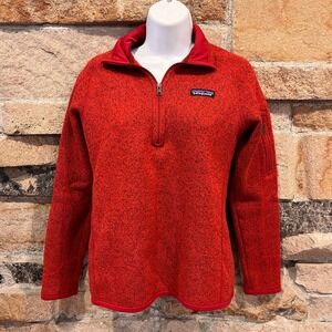 Patagonia Better Sweater 1/4 Zip Pimento Red Fleece Pullover Womens Sz Small